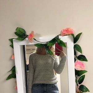 white and grey sweater